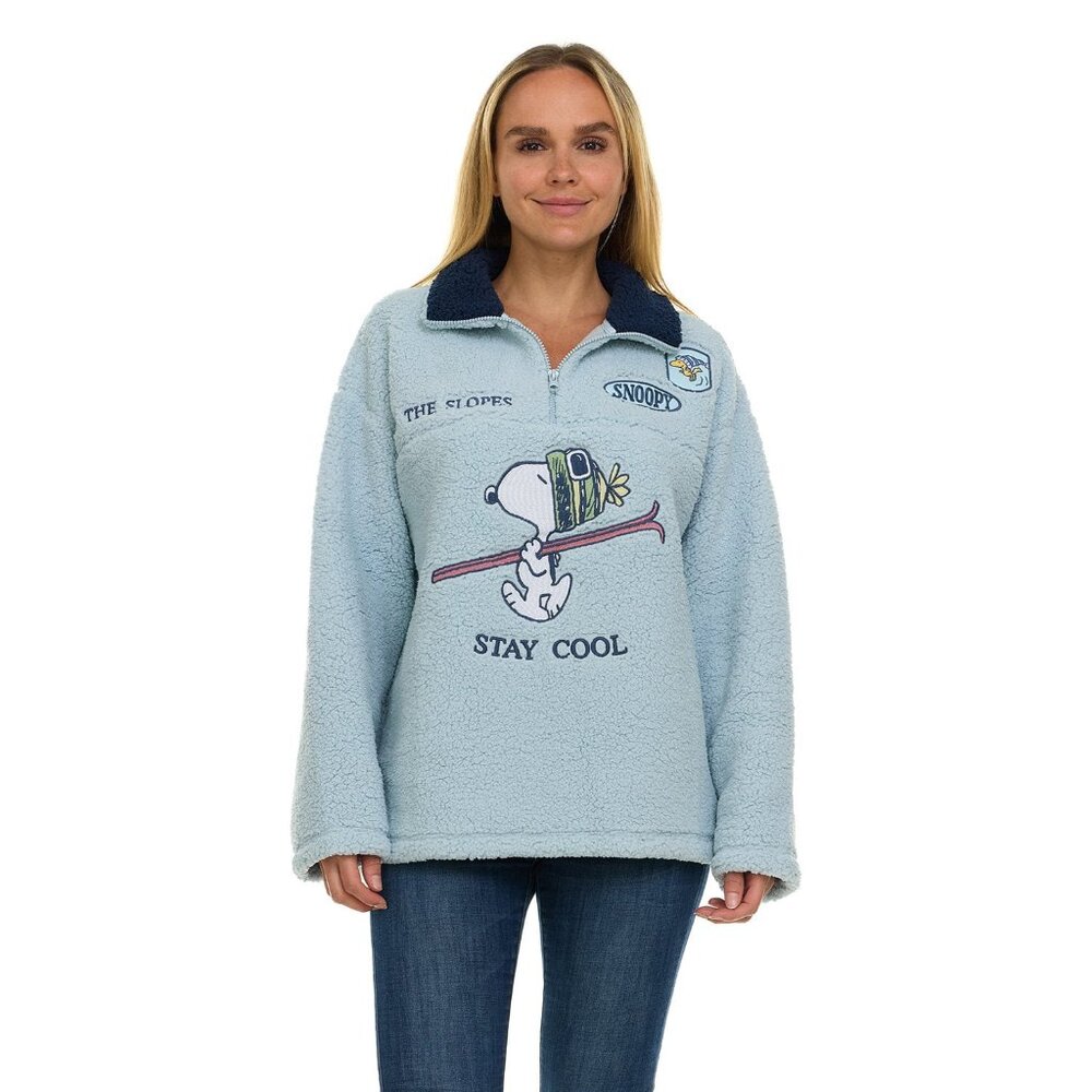 Peanuts Snoopy Sherpa Quarter-Zip Pullover - Picture 2 of 3